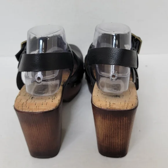 Kork-Ease Black Leather Mules with Wooden Heel - Picture 8 of 10